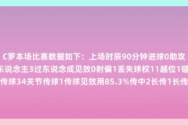 C罗本场比赛数据如下：上场时辰90分钟进球0助攻0黄牌1射门3射正1过东说念主3过东说念成见效0射偏1丢失球权11越位1错失进球契机1触球47传球34关节传球1传球见效用85.3%传中2长传1长传准确率0%突围1大地抵御5大地抵御见效1争顶1争顶见效0犯规1被犯规1    体育录像/图片