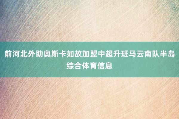 前河北外助奥斯卡如故加盟中超升班马云南队半岛综合体育信息