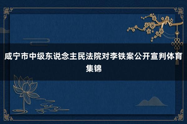 咸宁市中级东说念主民法院对李铁案公开宣判体育集锦