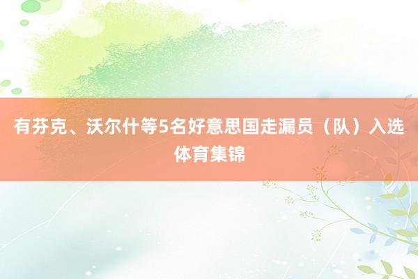 有芬克、沃尔什等5名好意思国走漏员（队）入选体育集锦