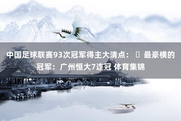 中国足球联赛93次冠军得主大清点： ✅最豪横的冠军：广州恒大7连冠 体育集锦