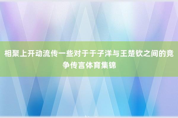 相聚上开动流传一些对于于子洋与王楚钦之间的竞争传言体育集锦