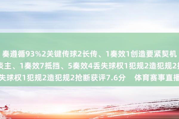 奏遵循93%2关键传球2长传、1奏效1创造要紧契机1射门、0射正2过东谈主、1奏效7抵挡、5奏效4丢失球权1犯规2造犯规2抢断获评7.6分    体育赛事直播