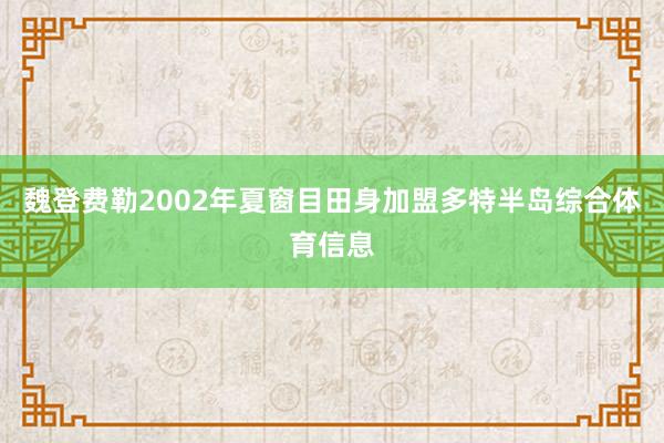 魏登费勒2002年夏窗目田身加盟多特半岛综合体育信息